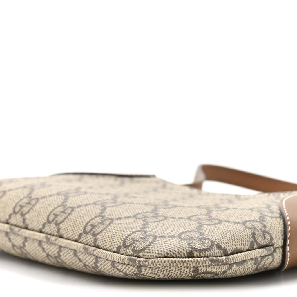 GG Monogram Calfskin Small Emblem Shoulder Bag Beige Dark Brown