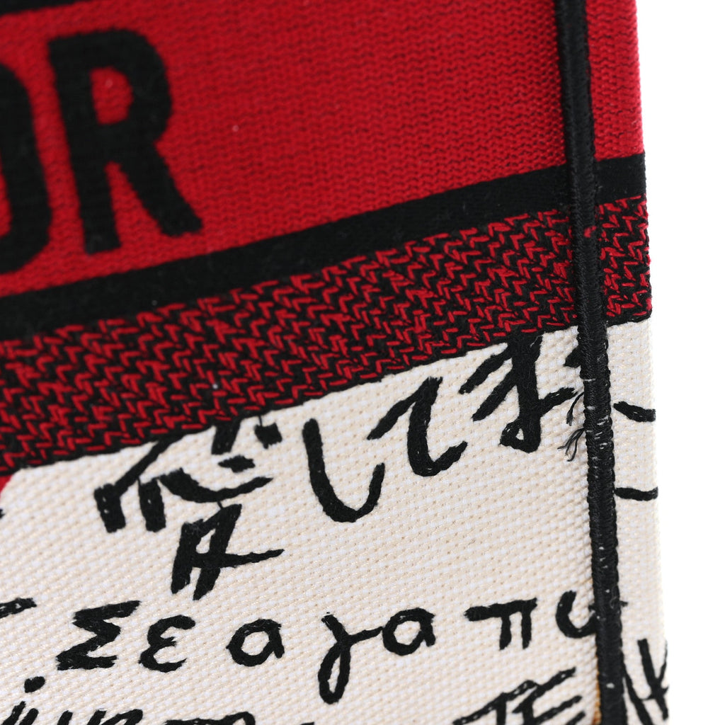 Canvas Embroidered Medium Dioramour Graffiti Book Tote Latte Multicolor