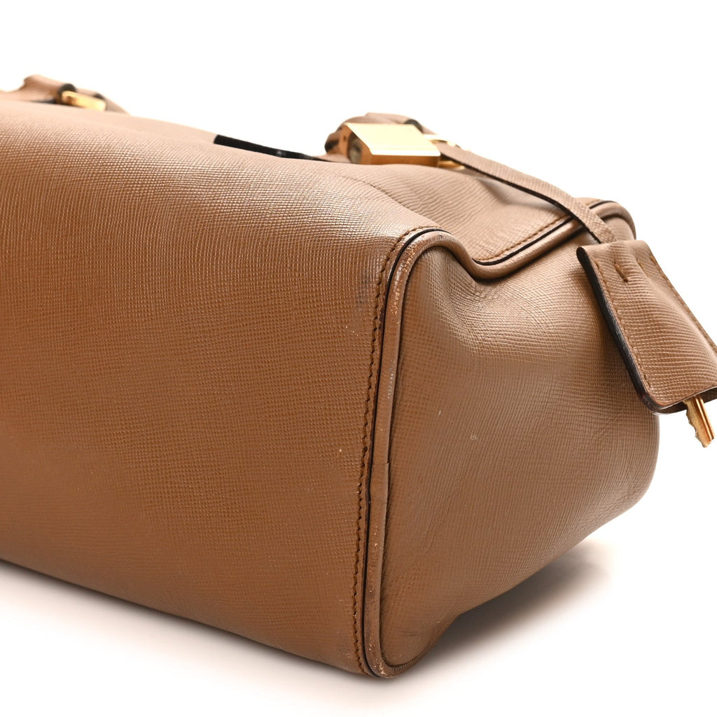 Saffiano Rectangular Shoulder Bag Brown