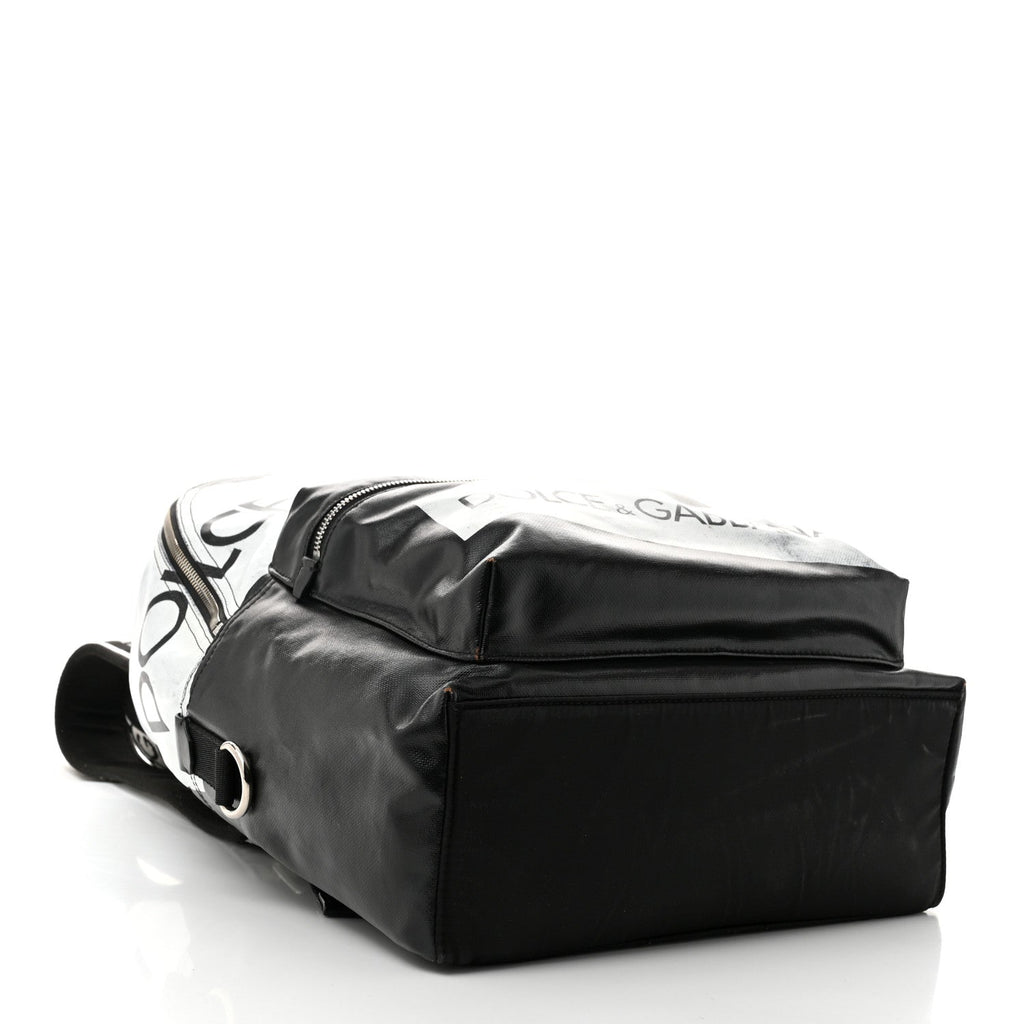 Calfskin Coated Canvas Vulcano Backpack Black