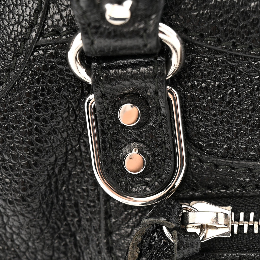 Chevre Silver Metallic Edge Hardware Nano City Black