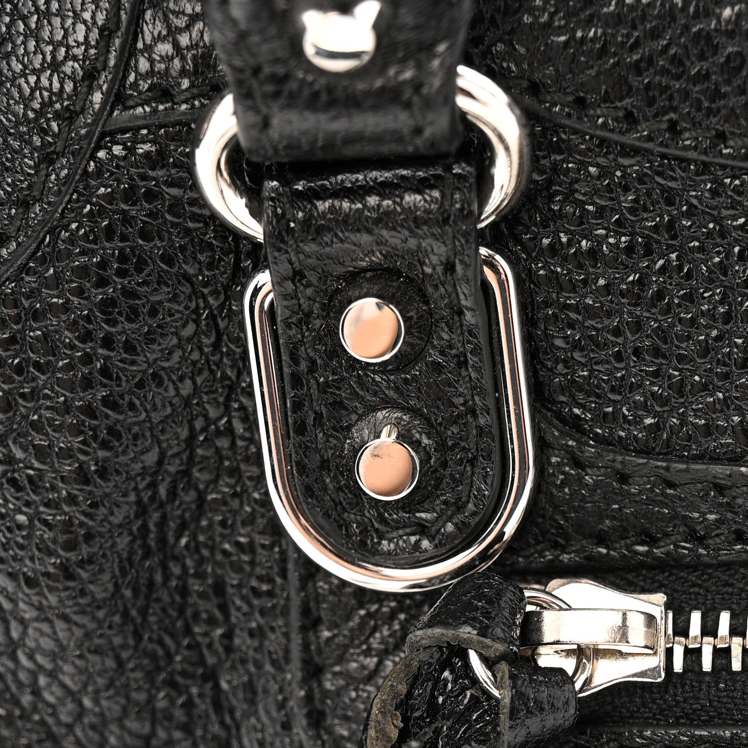 Chevre Silver Metallic Edge Hardware Nano City Black