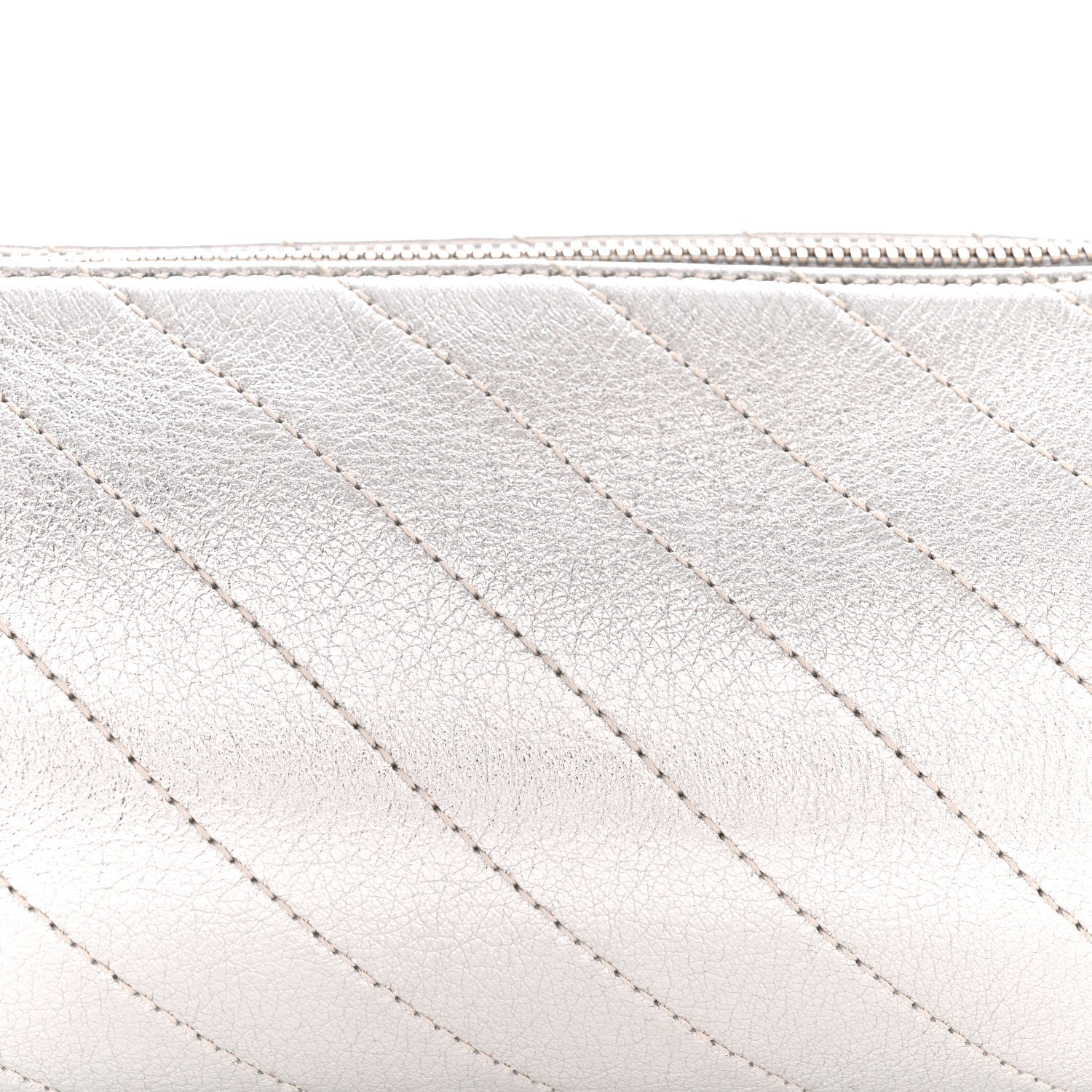 Sakai Be Green Calfskin Diagonal Stitched Mini Blondie Barrel Shoulder Bag Silver