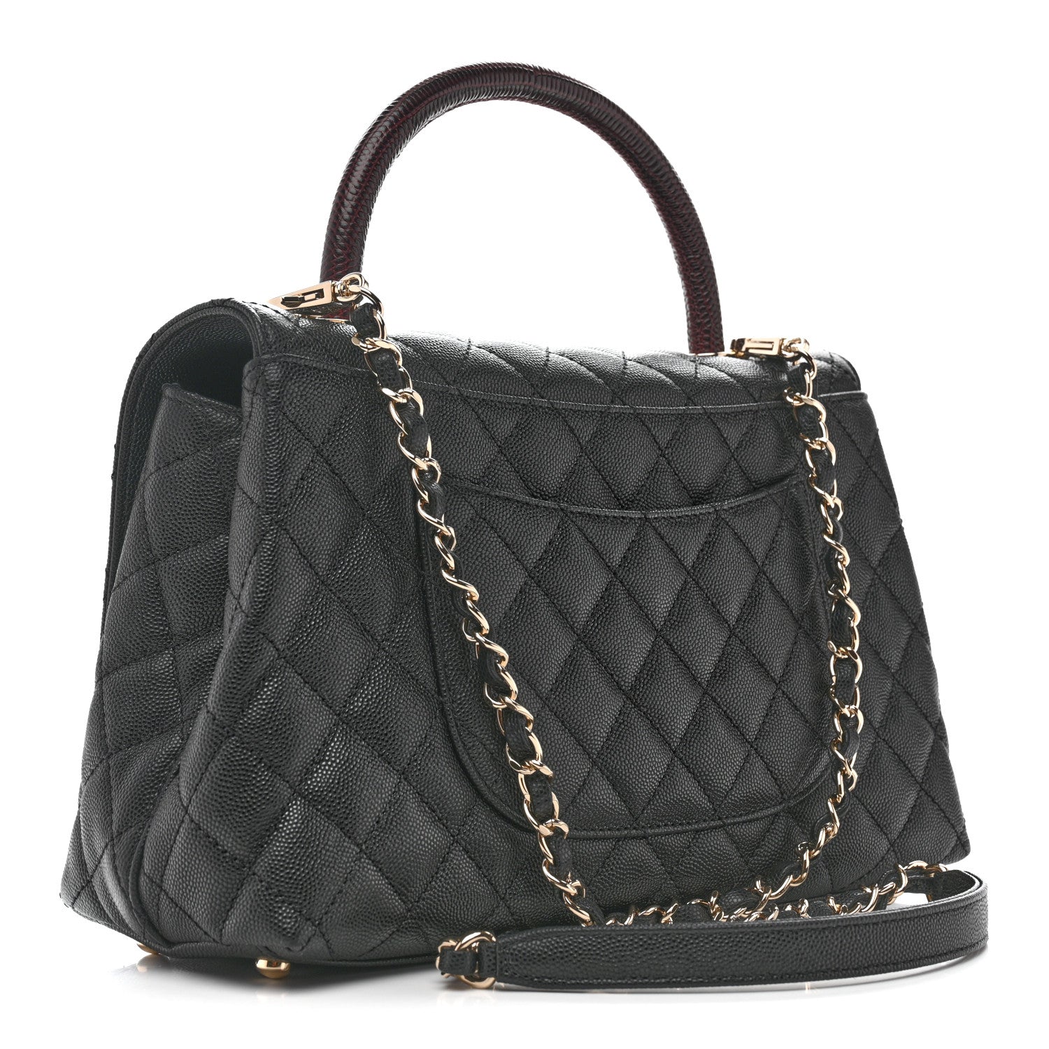 Caviar Quilted Small Coco Handle Flap Black