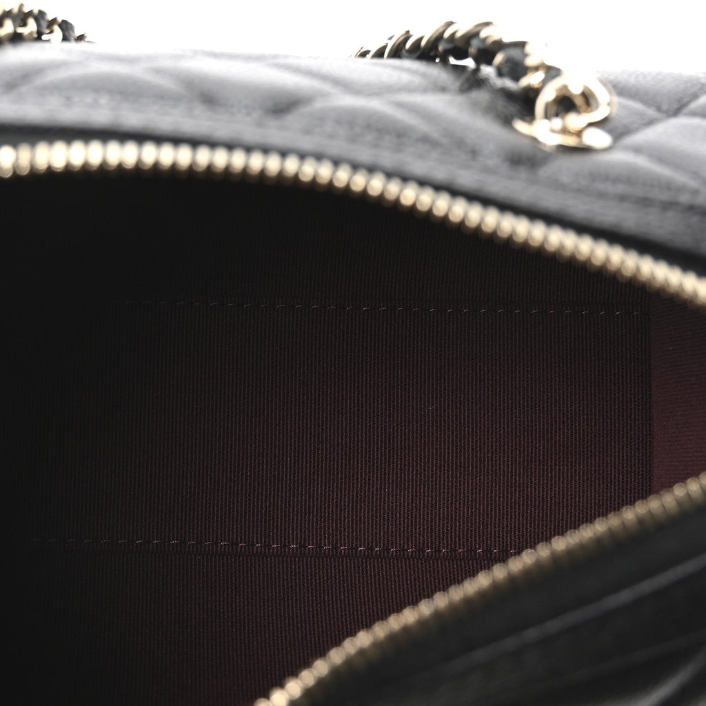 Caviar Quilted Barrel Purse With Chain  Black