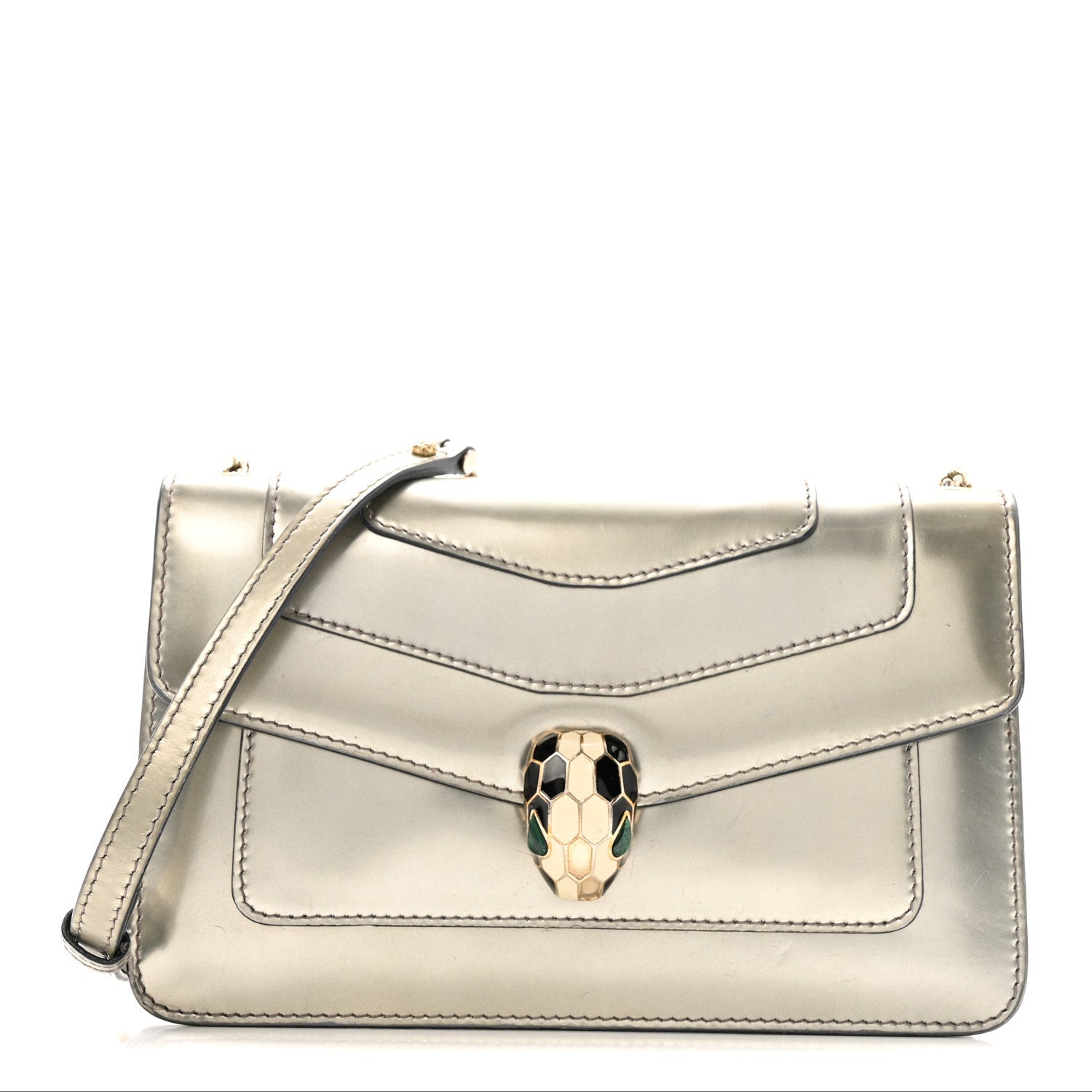 Metallic Serpenti Forever Small Shoulder Bag Silver
