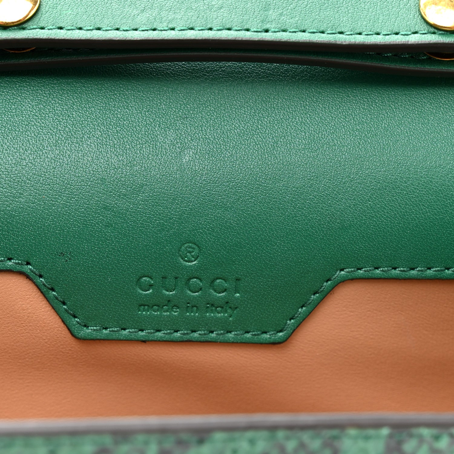 Snakeskin Mini Diana Bamboo Top Handle Clutch Emerald