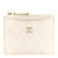 Caviar Quilted CC Zip  Holder White