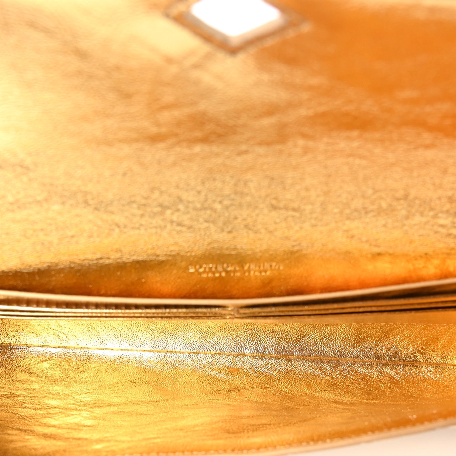 Metallic Lambskin Intrecciato Long Andiamo Top Handle Clutch Gold