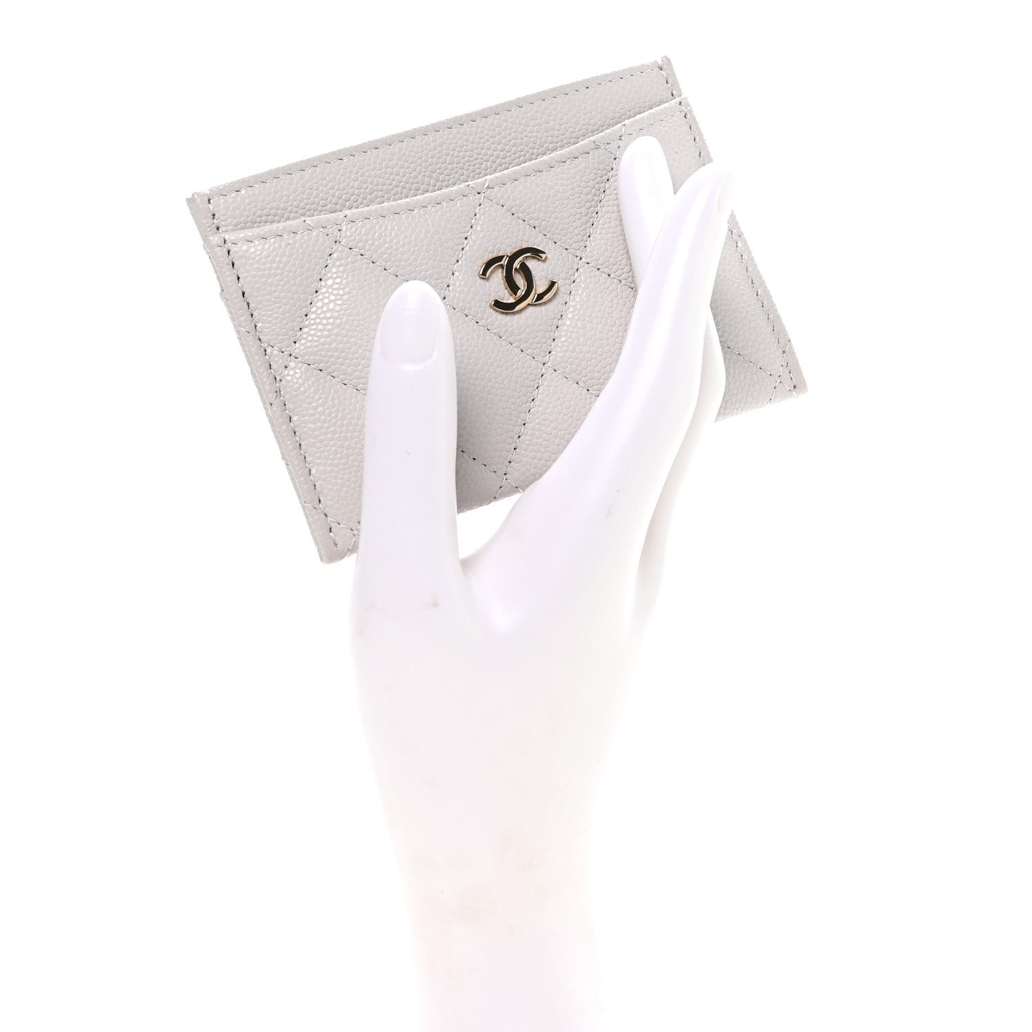 Caviar Quilted  Holder Light Grey