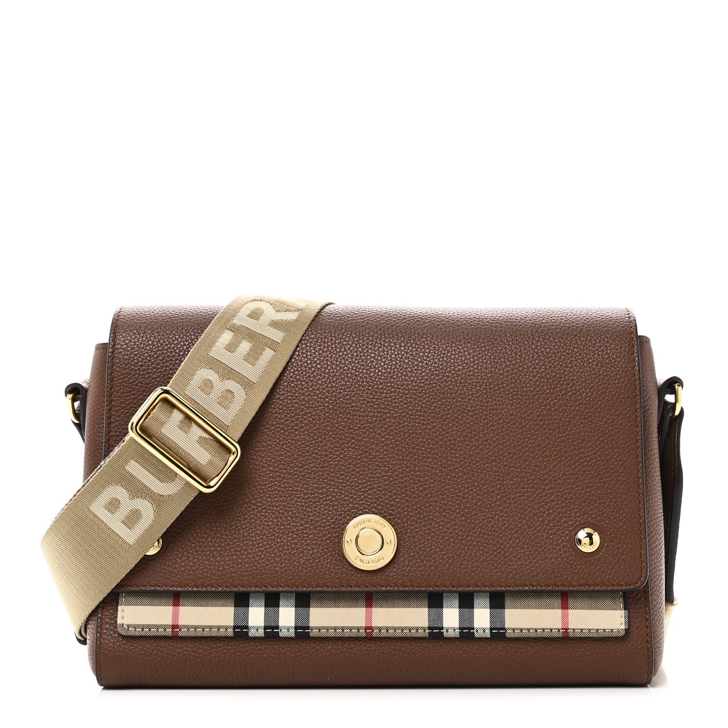 Calfskin Vintage Check Note Crossbody Bag Tan