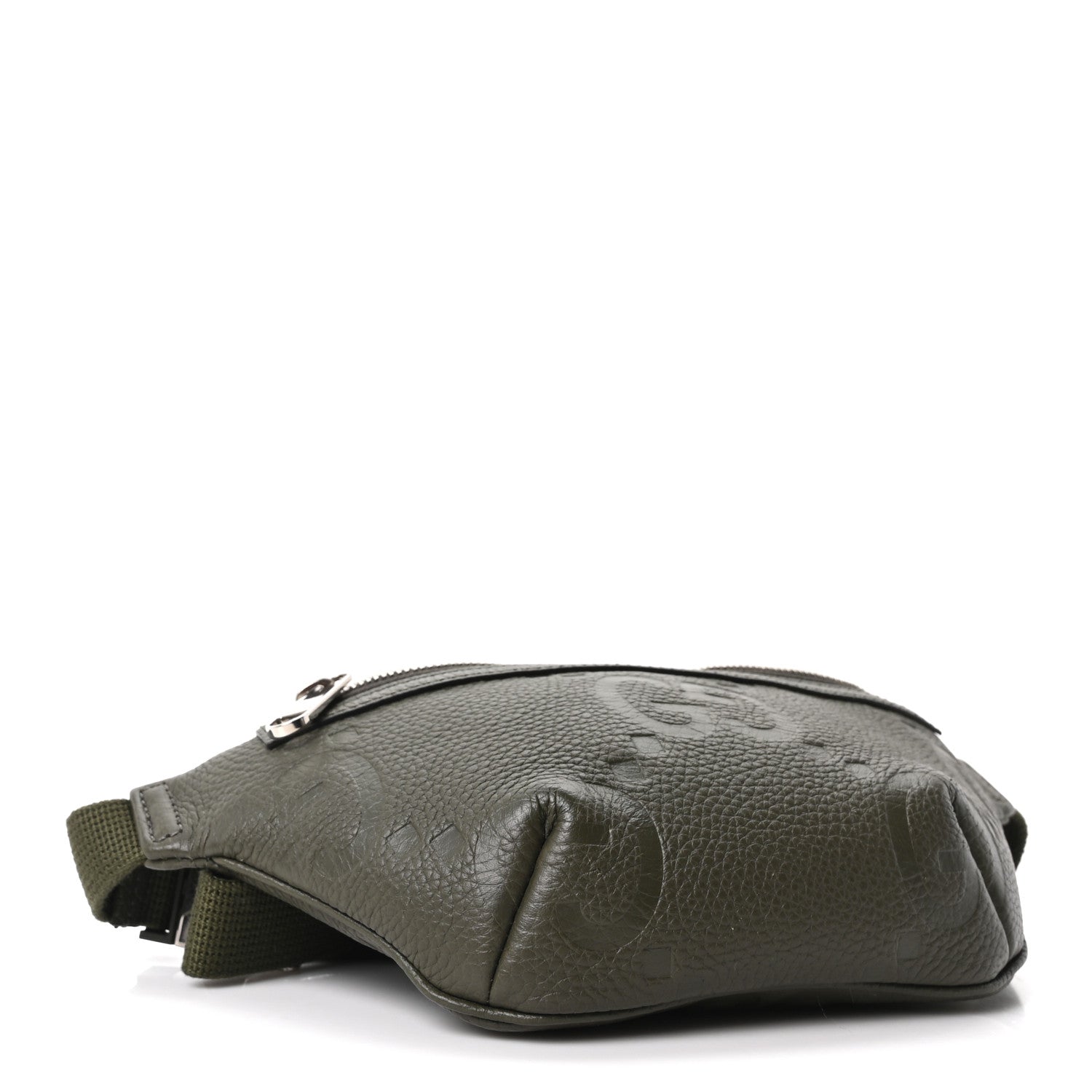 Piuma Calfskin Jumbo GG Embossed Small Belt Bag Dark Green