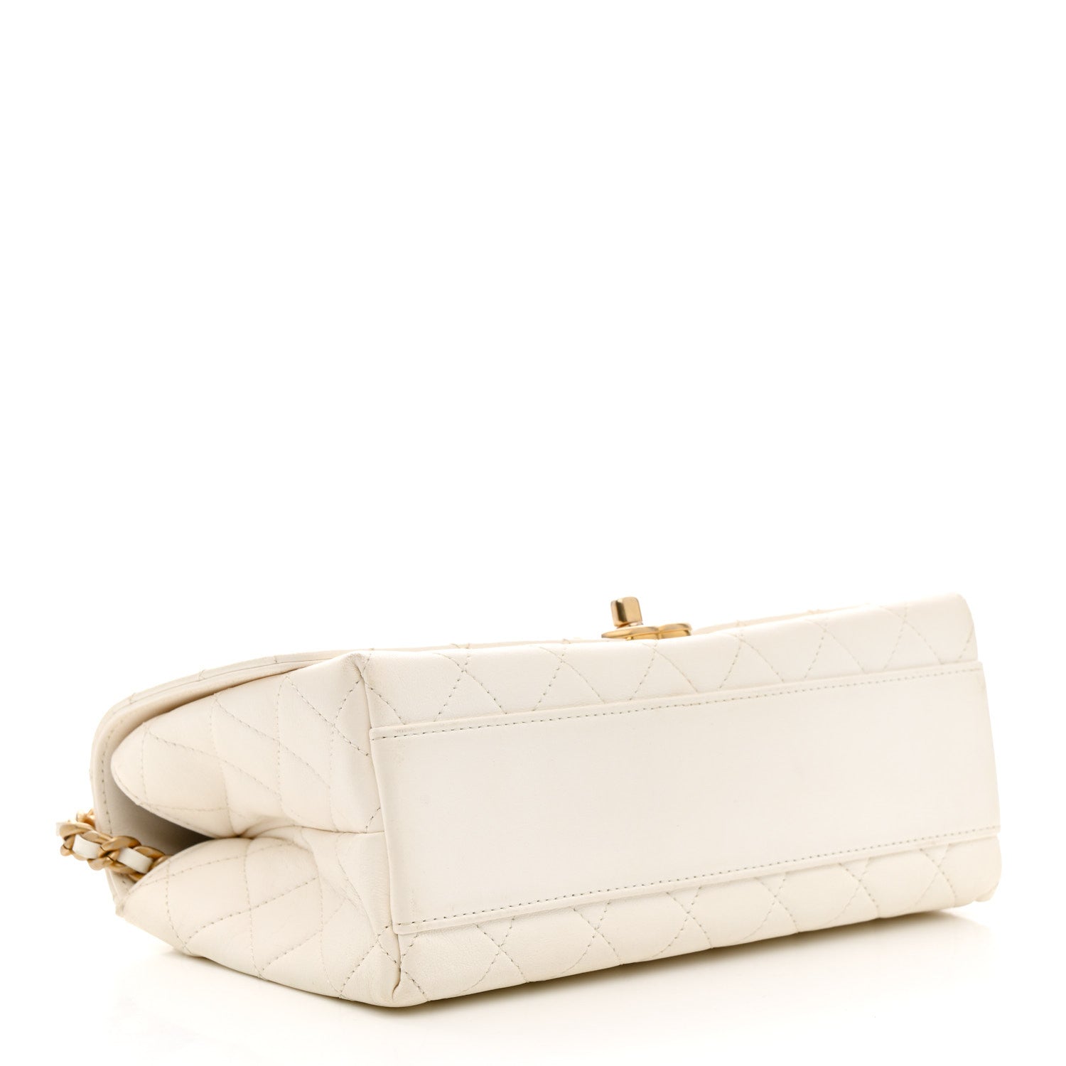 Lambskin Quilted La Parisienne Top Handle Flap White