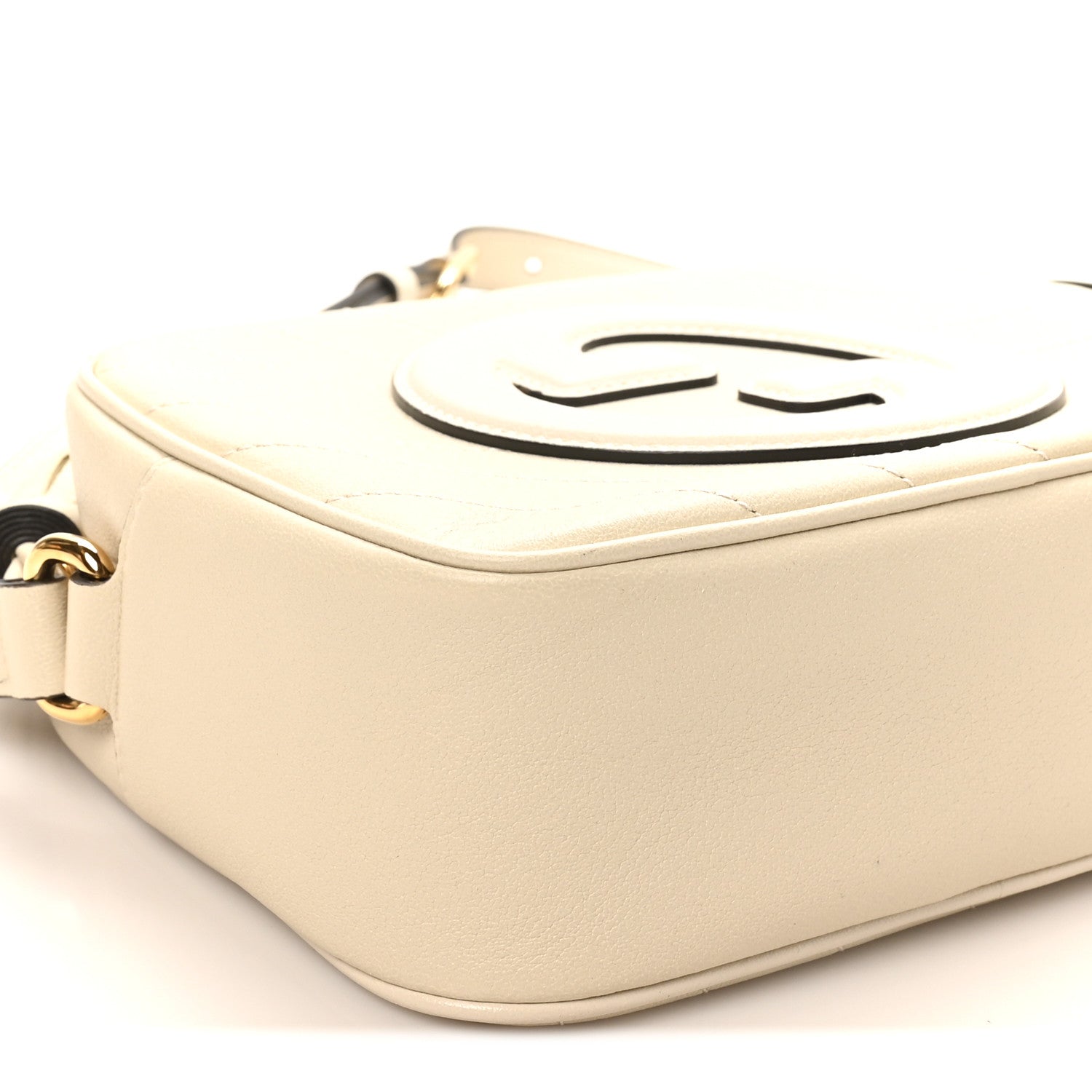Sakai Be Green Calfskin Diagonal Stitched Small Blondie Shoulder Bag Mystic White