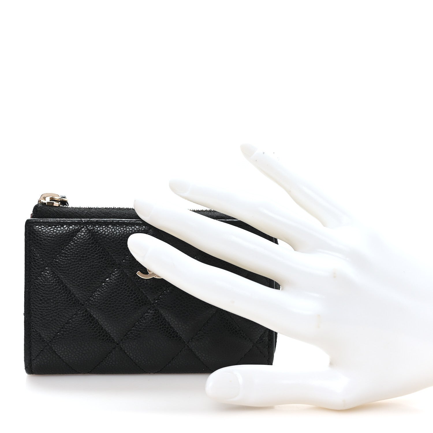 Caviar Quilted Zipped Key Holder Case Black