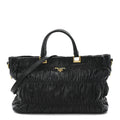 Nappa Gaufre Top Handle Satchel Black
