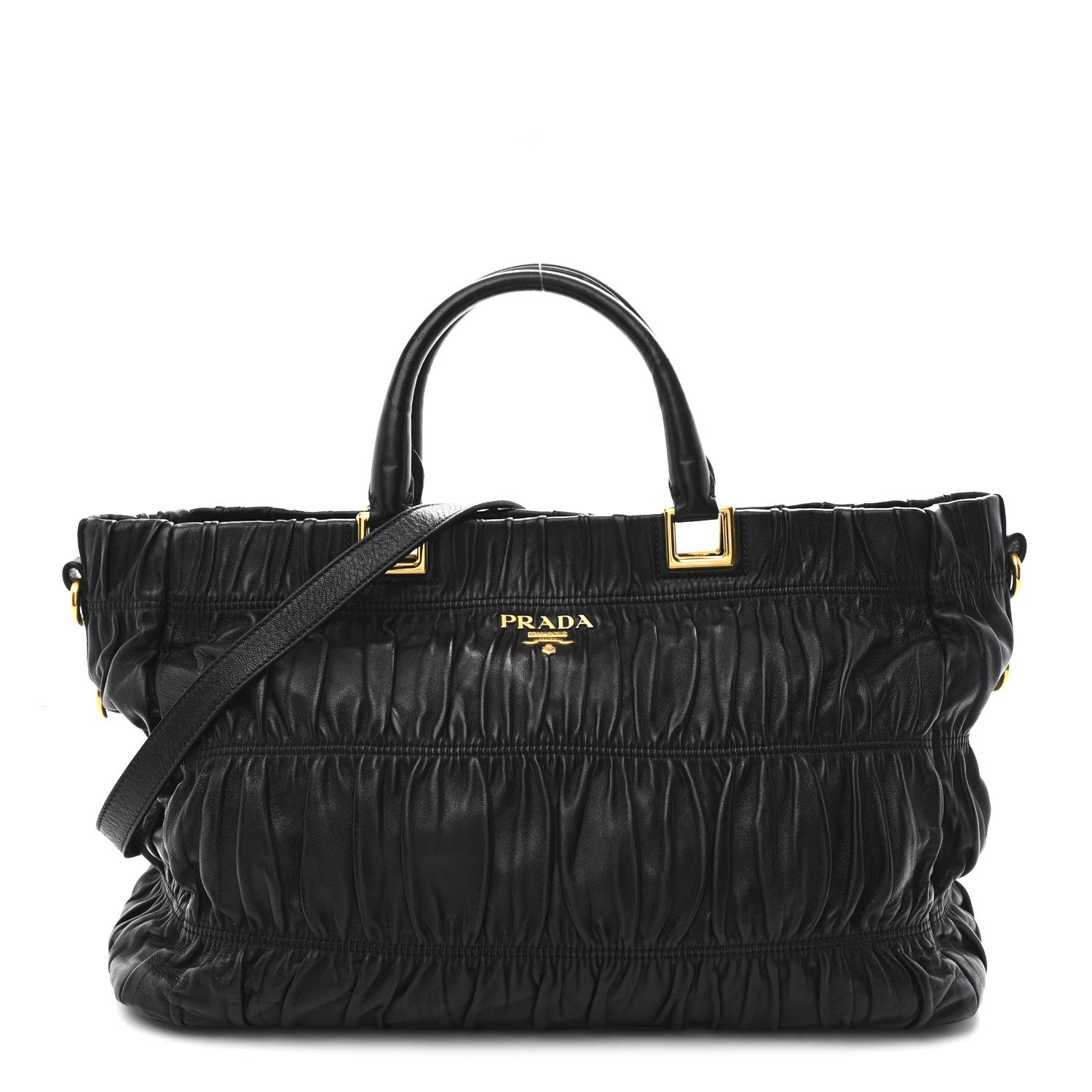 Nappa Gaufre Top Handle Satchel Black
