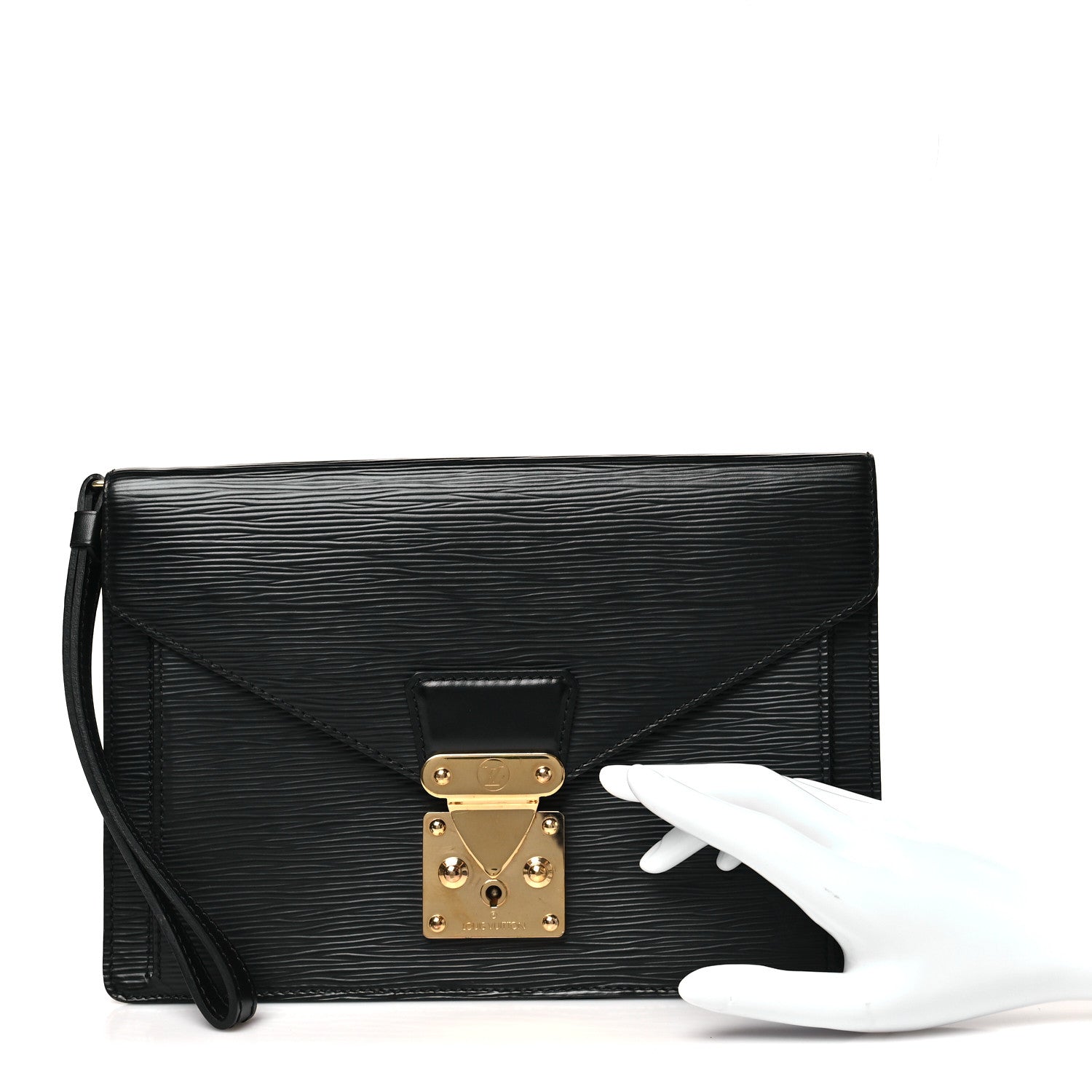 Epi Pochette Sellier Dragonne Clutch Black