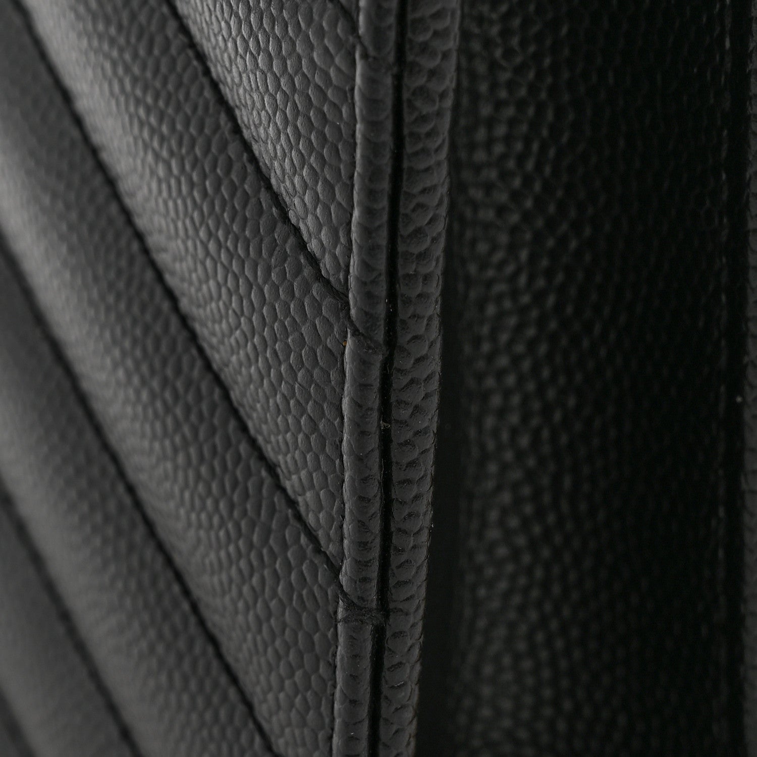 Grain De Poudre Matelasse Chevron Monogram Envelope Chain Wallet Black