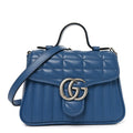 Calfskin Matelasse Aria Mini GG Marmont Top Handle Shoulder Bag Clear Blue