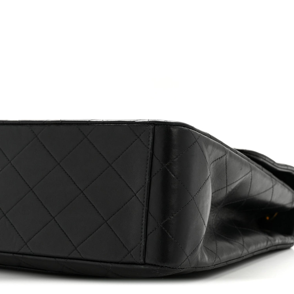 Lambskin Quilted XL Jumbo Single Flap Black