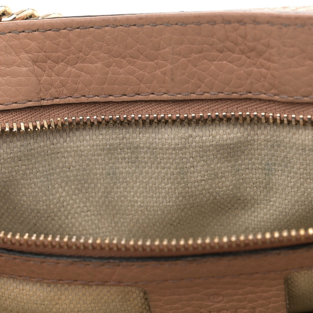 Pebbled Calfskin Medium Soho Flap Crossbody Camelia