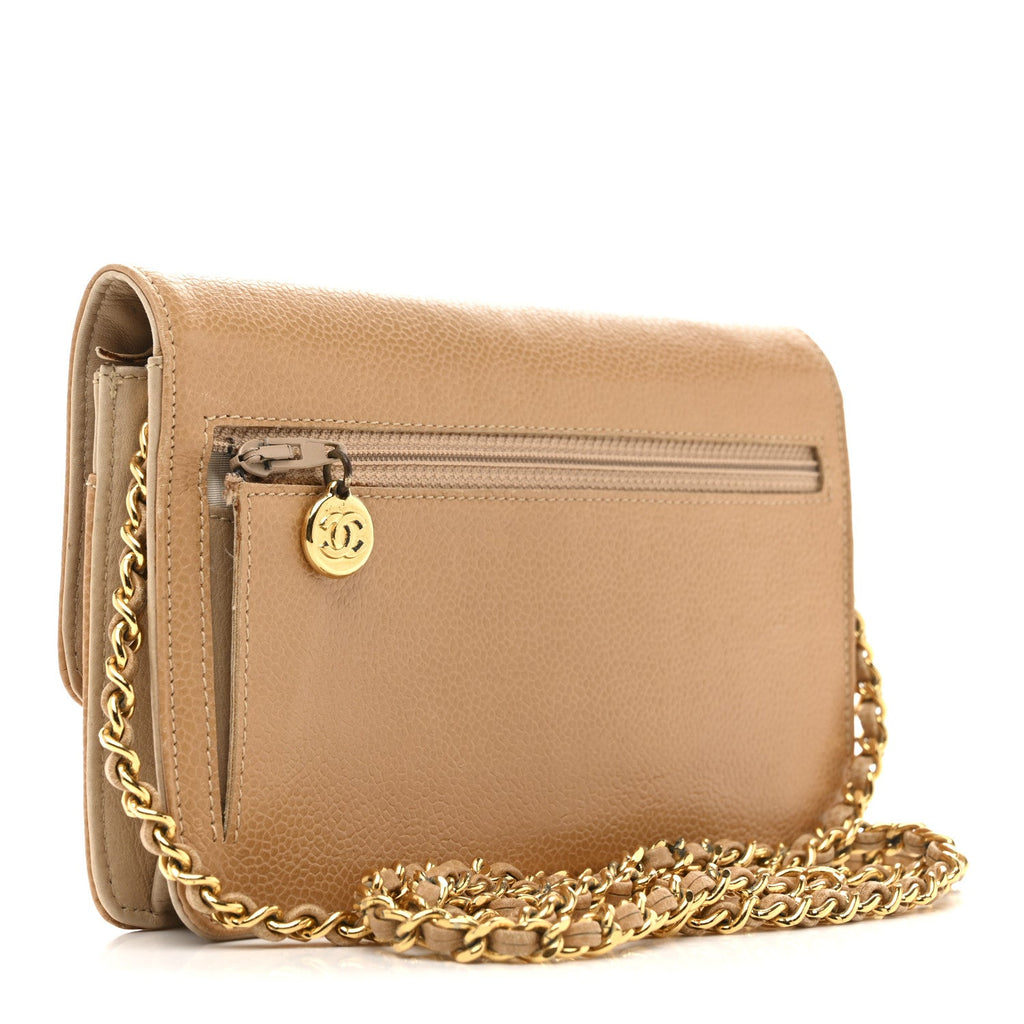 Caviar Timeless CC Wallet on Chain WOC Beige