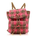 Wool Tweed Elegant Backpack Pink Brown