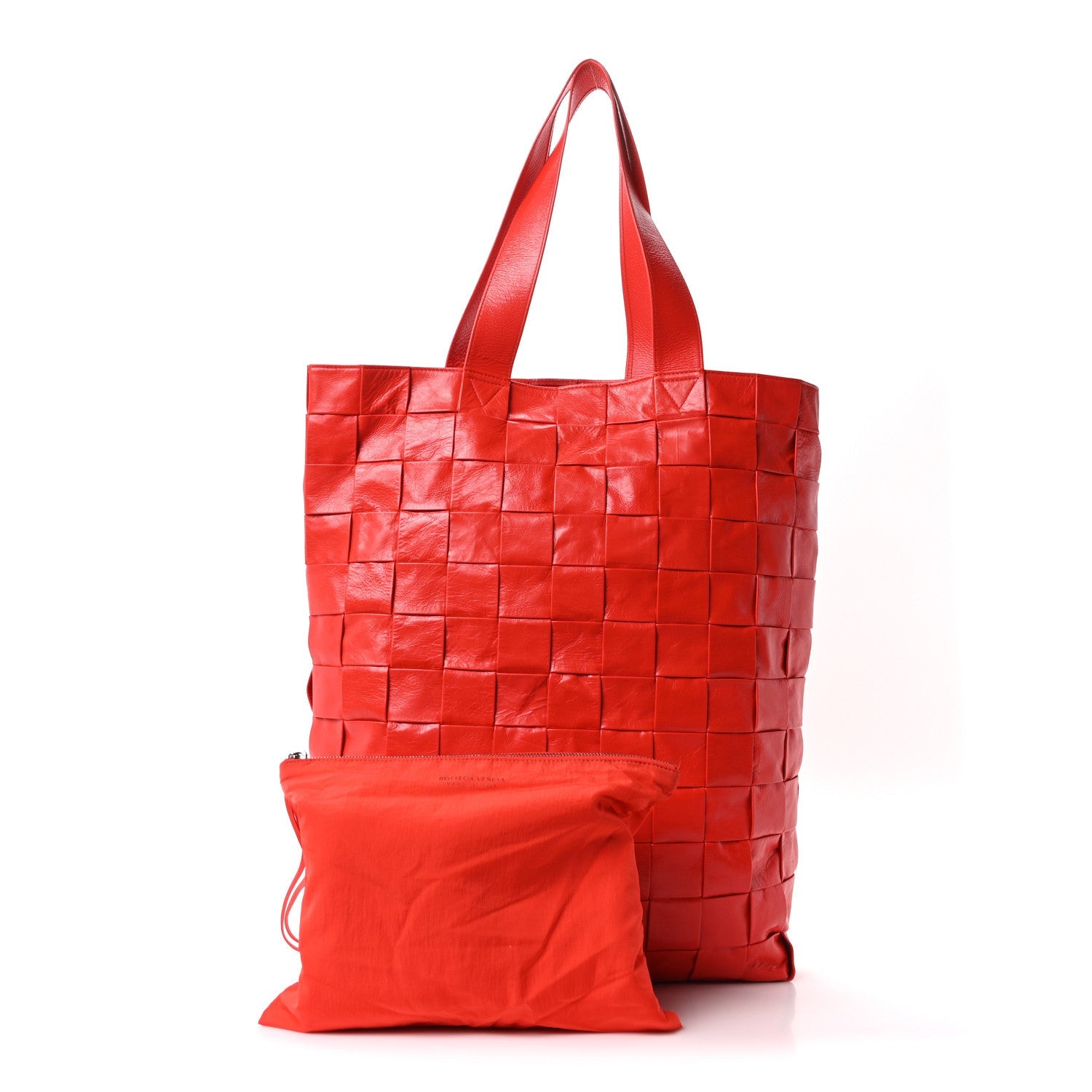Calfskin Maxi Intrecciato Cassette Tote Tomato