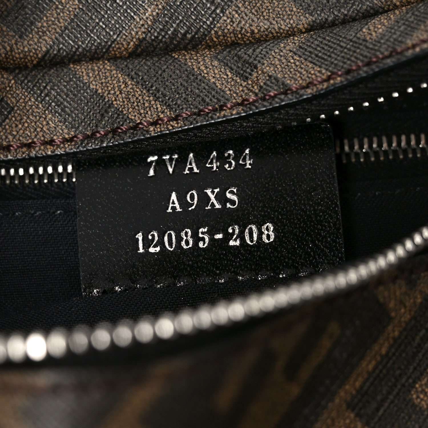 Glazed Fabric Vitello Liberty FF 1974 Diagonal Belt Bag Tobacco Moresco Black