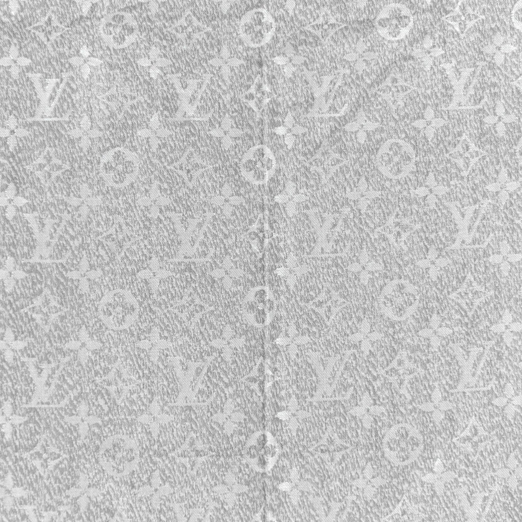 Silk Wool Monogram Infra Shawl Blue
