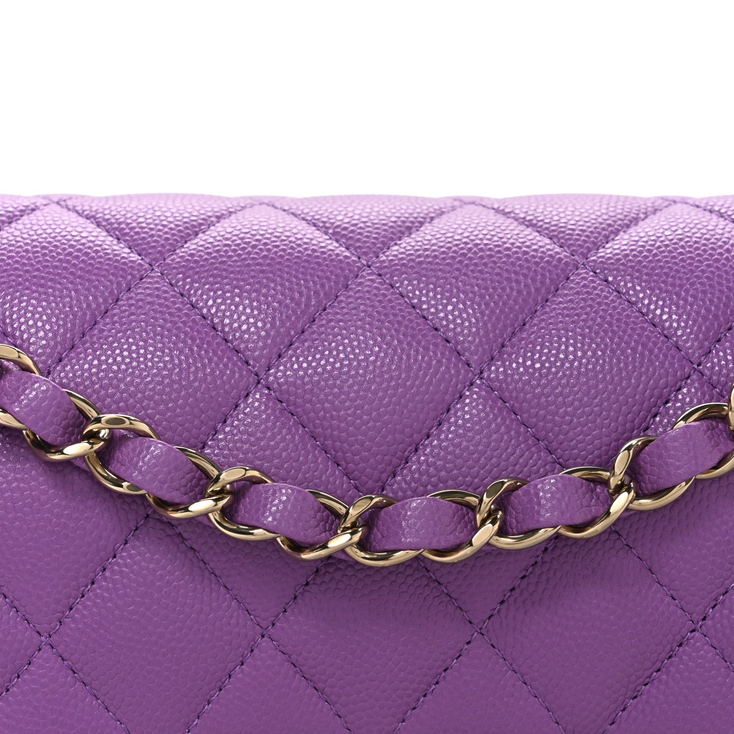Caviar Quilted Small Double Flap Purple