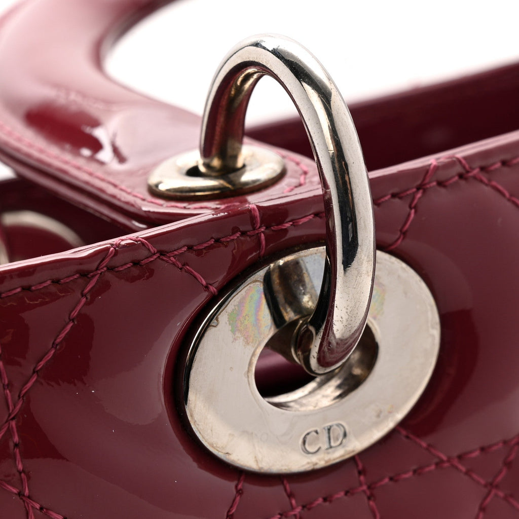 Patent Cannage Medium Lady Dior Dark Pink