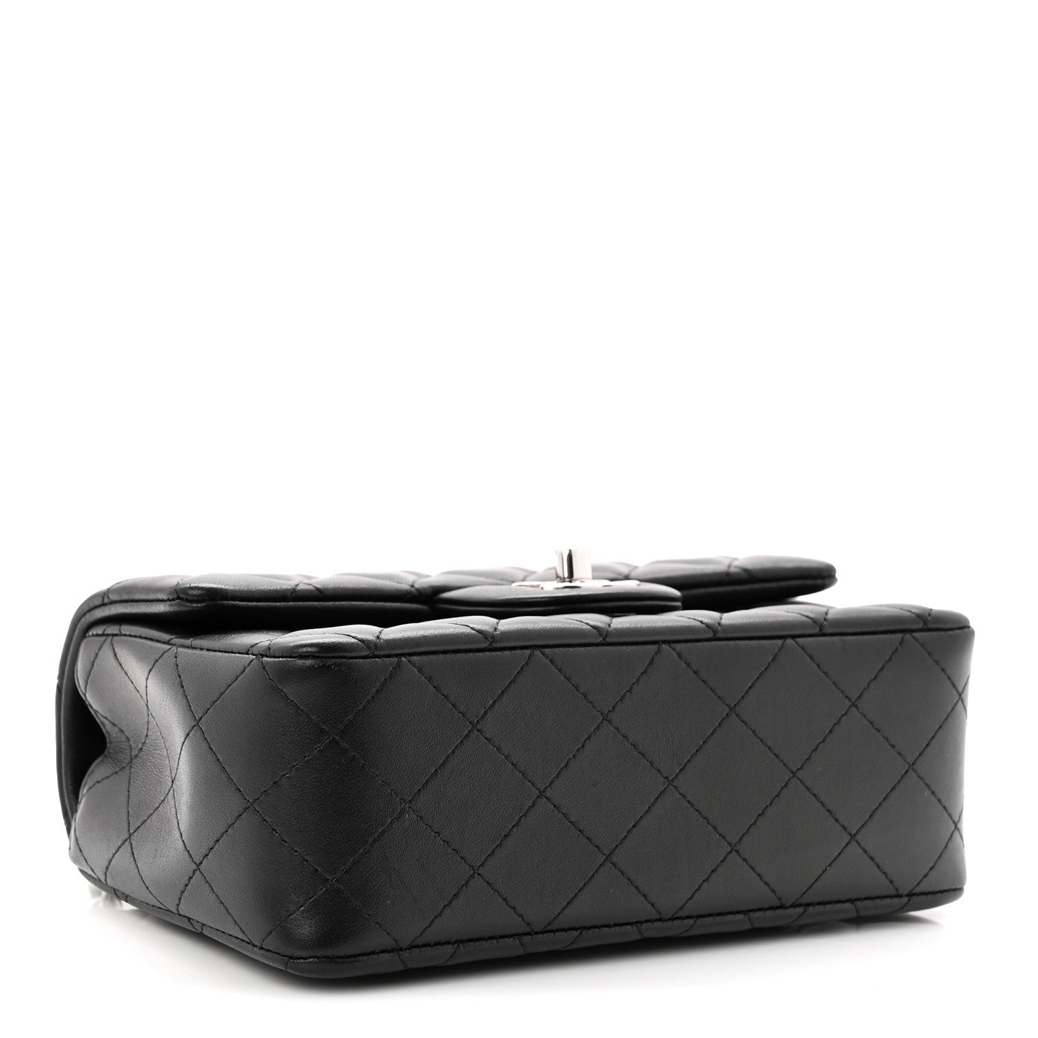 Lambskin Quilted Mini Rectangular Flap Black