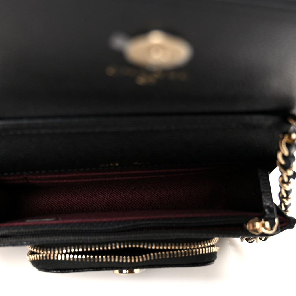 Caviar Quilted Business Affinity Clutch With Chain Black