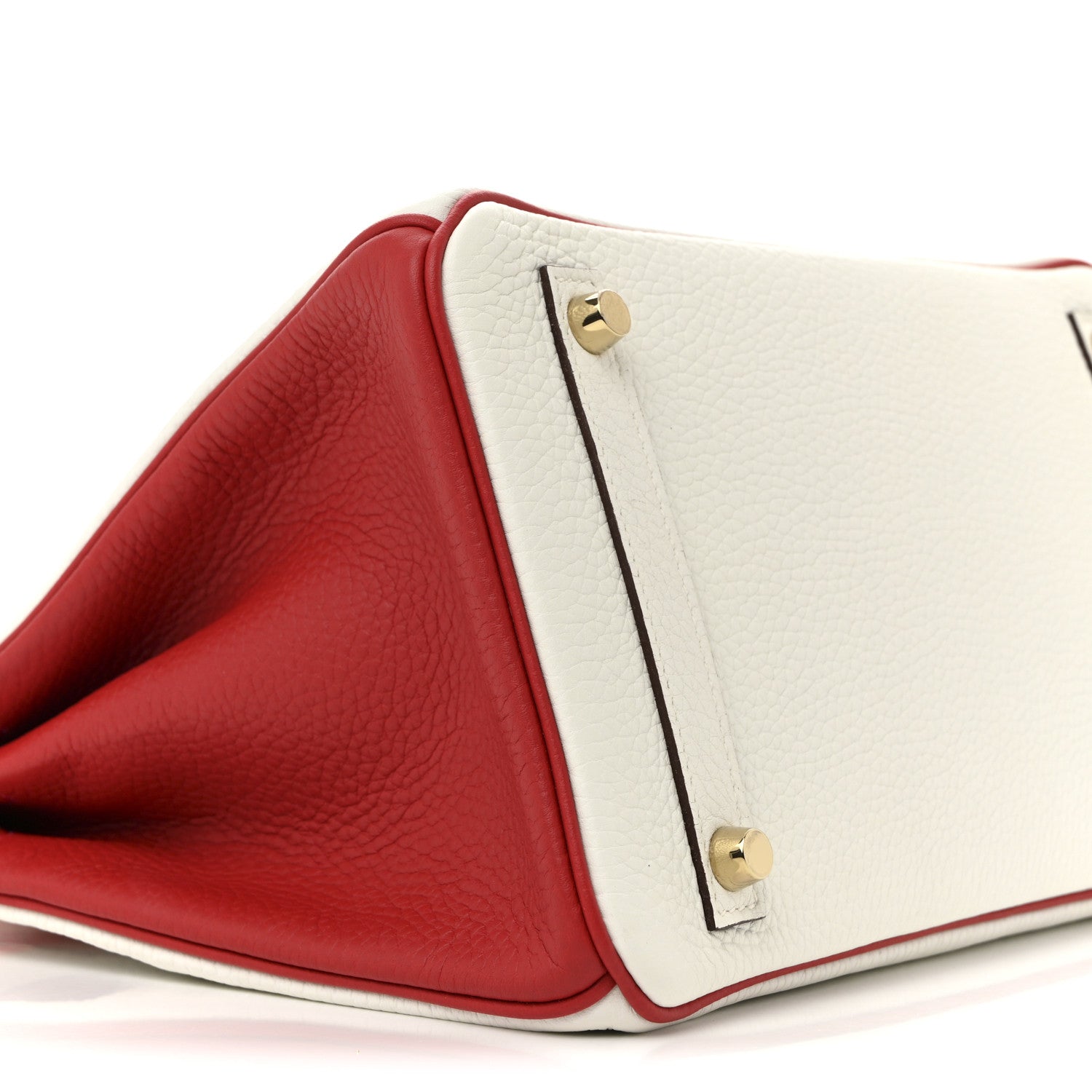 Taurillon Clemence Horseshoe Birkin 30 White Rouge Casaque