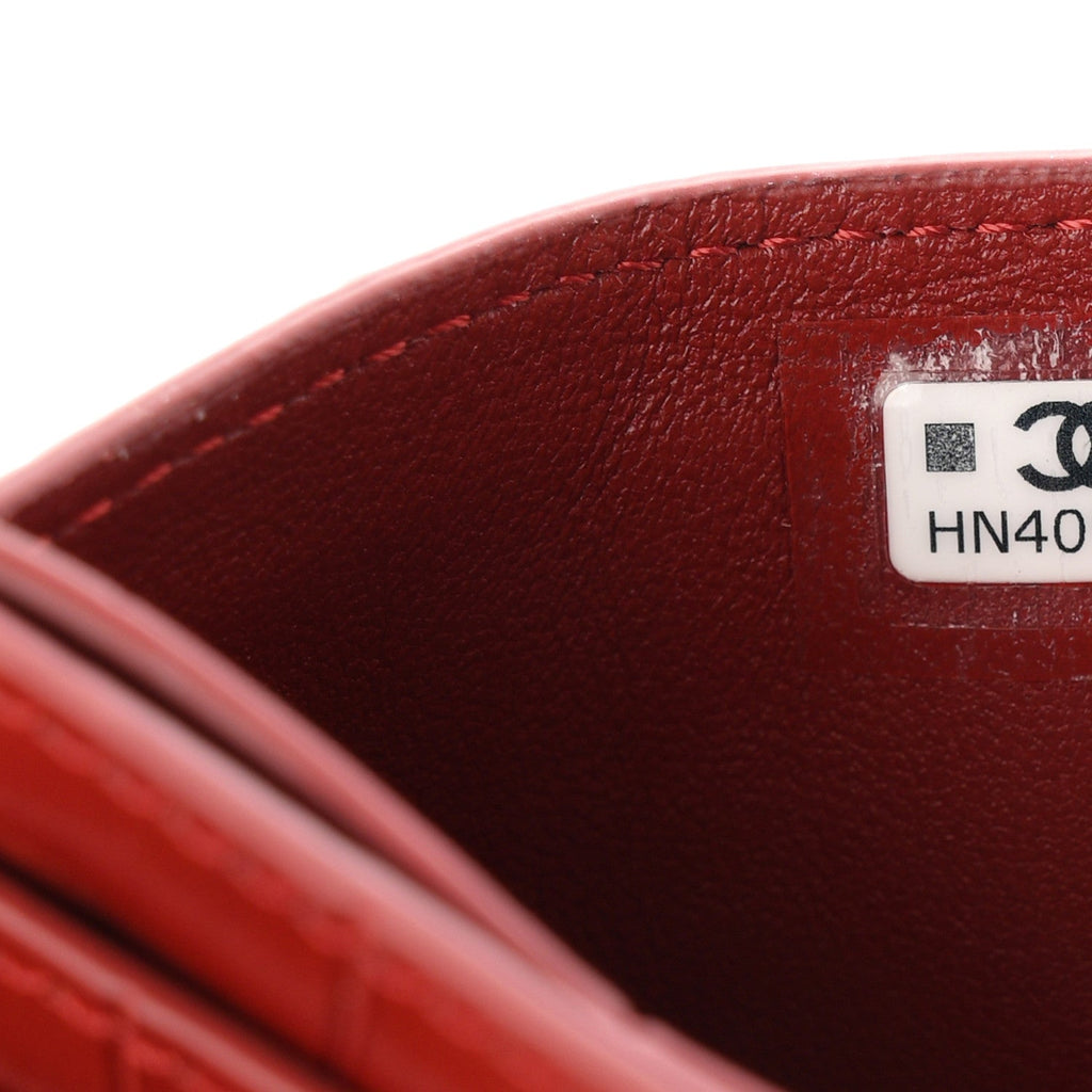 Calfskin Crocodile Embossed Crococo  Holder Burgundy