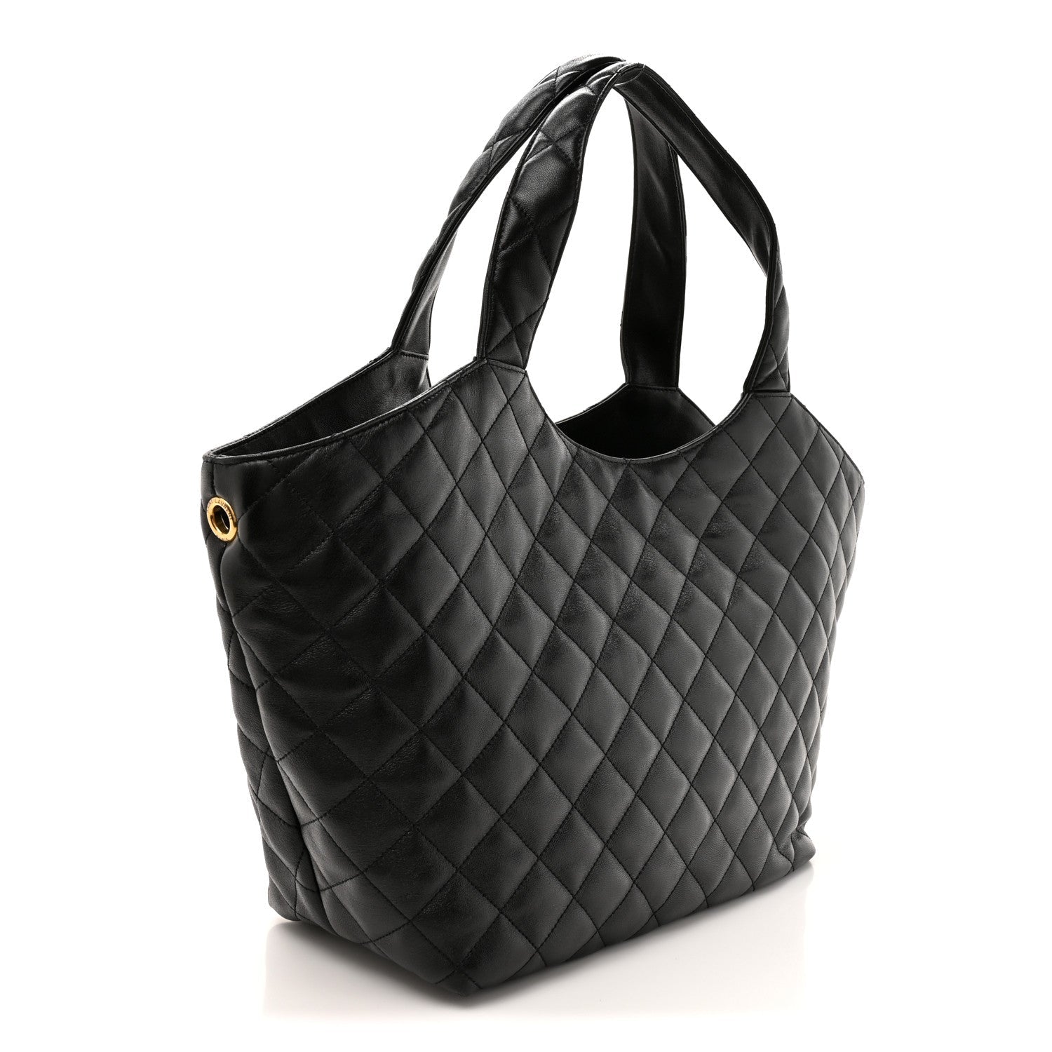 Lambskin Quilted Medium Icare Shopping Tote Black