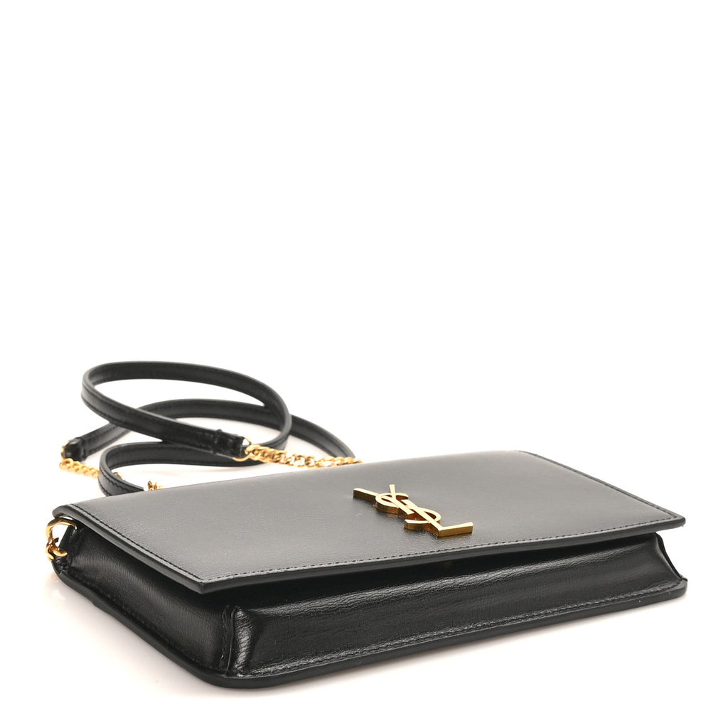 Grained Calfskin Monogram Phone Holder Crossbody Black