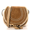 Suede Calfskin Shearling Small Marcie Saddle Bag Summery Beige