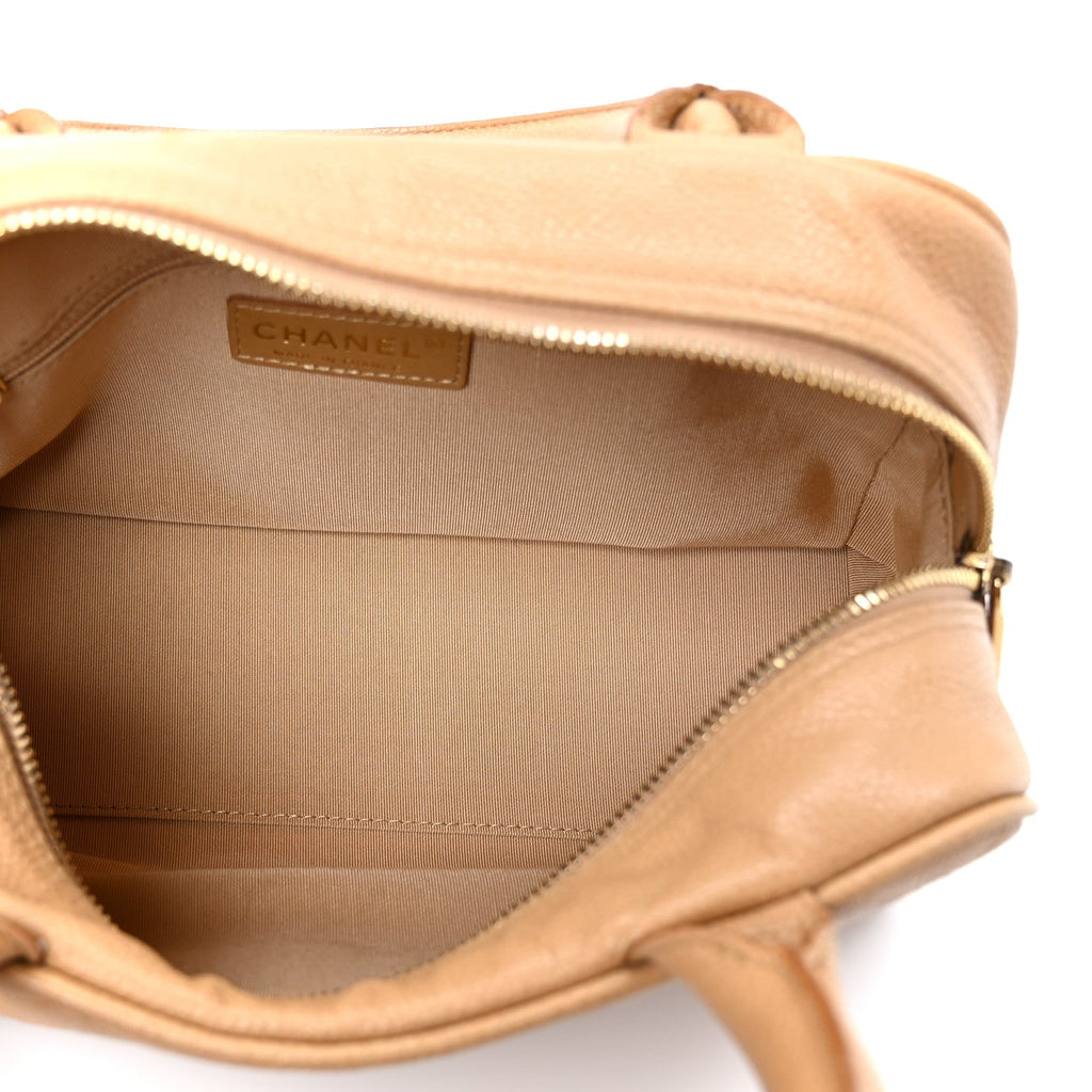Caviar Quilted Small Bowler Beige