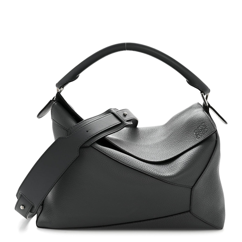 Grained Calfskin Large Puzzle Edge Bag Anthracite