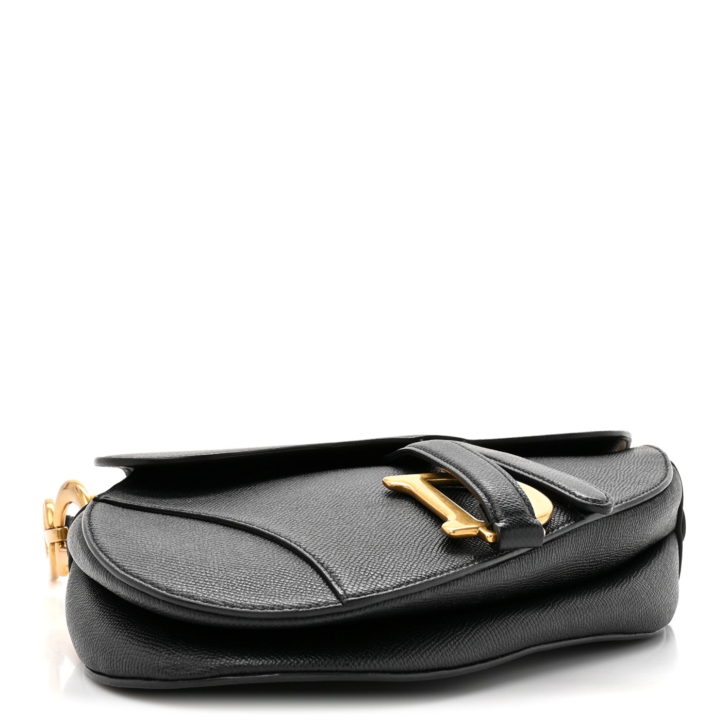 Grained Calfskin Saddle Bag Black