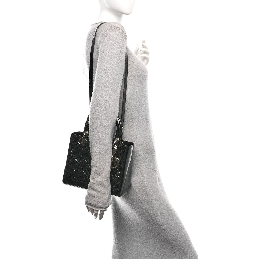 Patent Cannage Medium Lady Dior Black