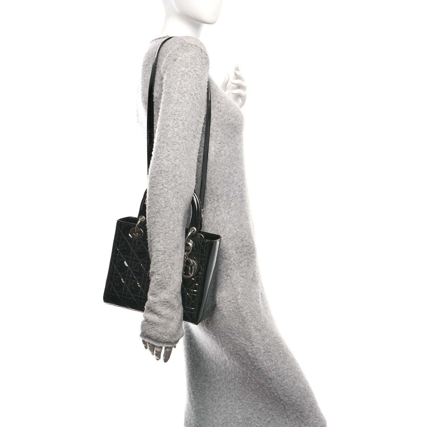 Patent Cannage Medium Lady Dior Black