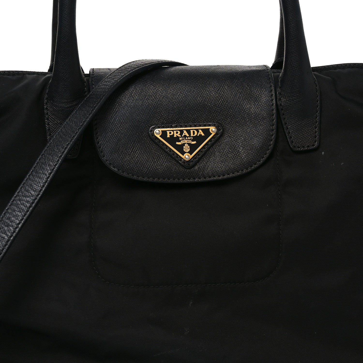 Tessuto Nylon Saffiano Shopping Tote Black