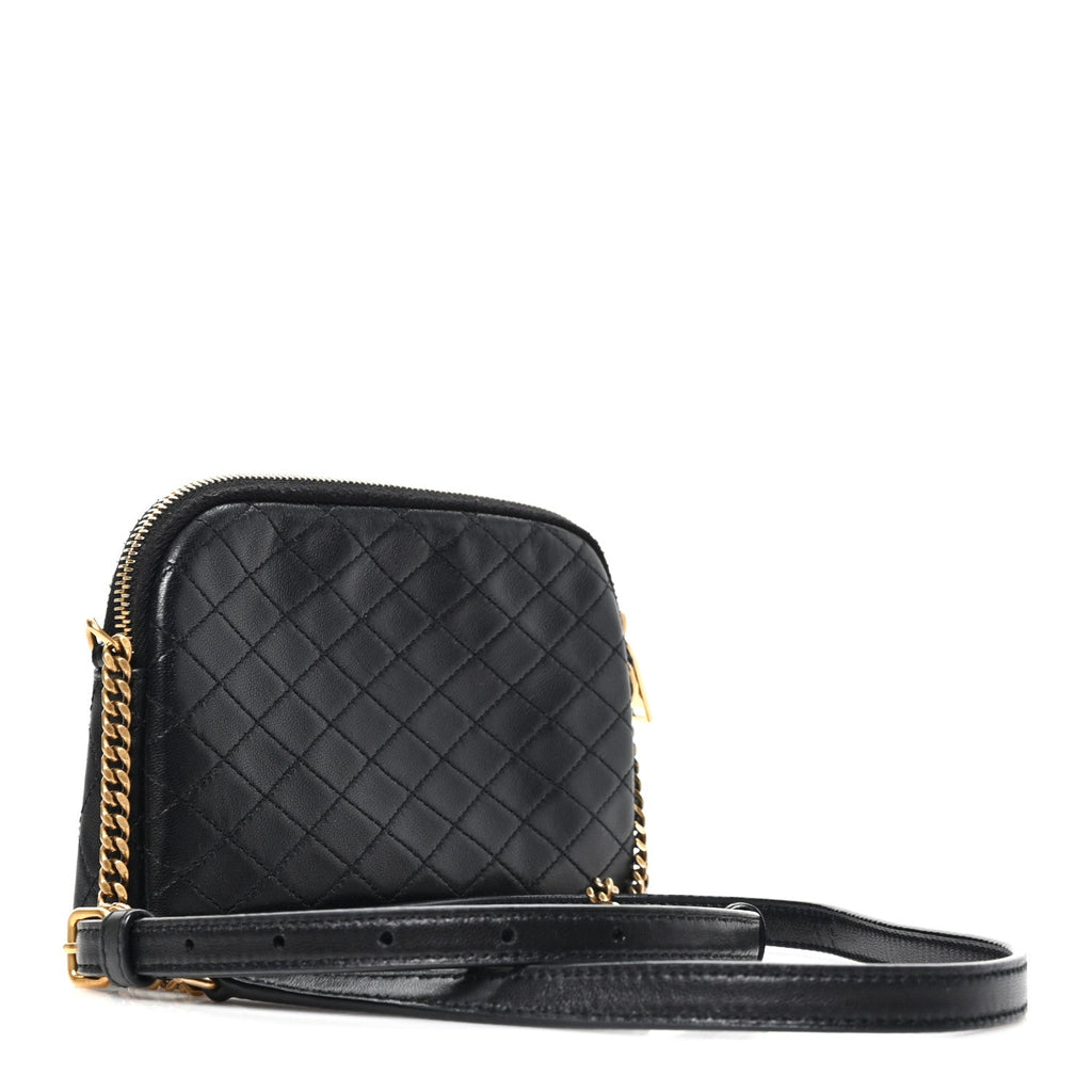 Lambskin Quilted Gaby Zipped Pouch Black