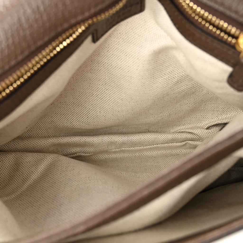 GG Supreme Monogram Textured Dollar Calfskin Web Medium Blondie Top Handle Shoulder Flap Bag Beige Ebony New Acero