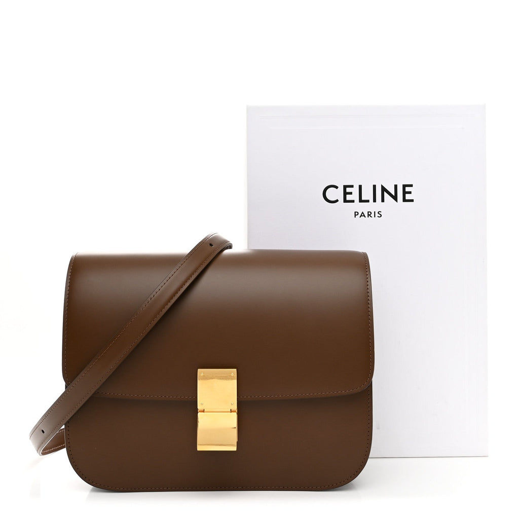 Box Calfskin Medium Classic Box Flap Bag Camel