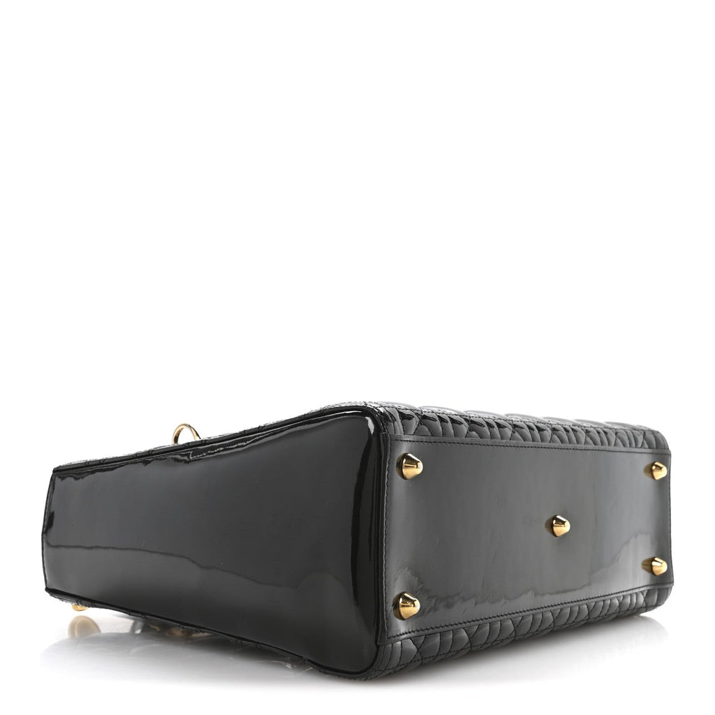 Patent Cannage Large Lady Dior Black